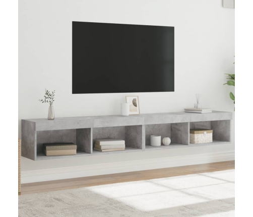 Muebles de TV con luces LED 2 uds gris hormigón 100x30x30 cm