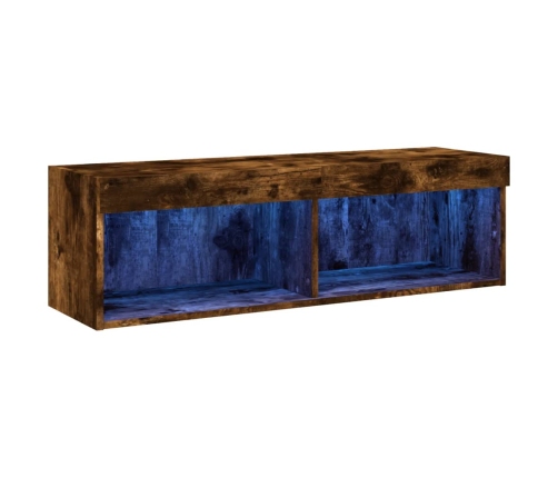 Mueble para TV con luces LED roble ahumado 100x30x30 cm