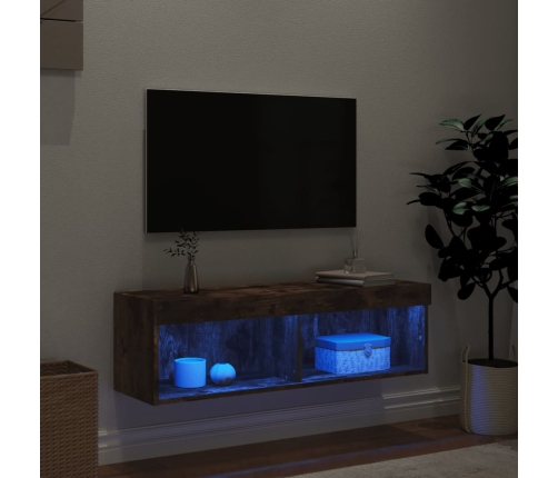 Mueble para TV con luces LED roble ahumado 100x30x30 cm