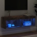 Mueble para TV con luces LED roble ahumado 100x30x30 cm