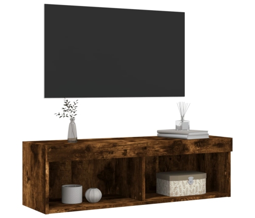 Mueble para TV con luces LED roble ahumado 100x30x30 cm