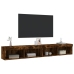 vidaXL Muebles de TV con luces LED 2 uds roble ahumado 100x30x30 cm