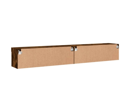 vidaXL Muebles de TV con luces LED 2 uds roble ahumado 100x30x30 cm