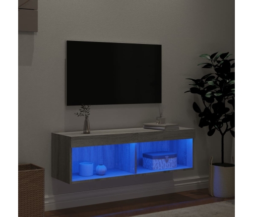 Mueble para TV con luces LED gris Sonoma 100x30x30 cm