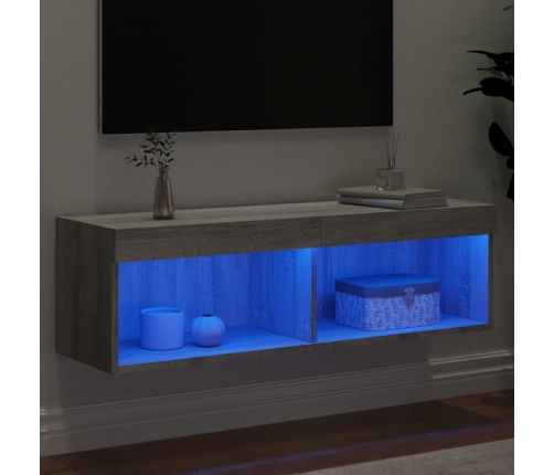 Mueble para TV con luces LED gris Sonoma 100x30x30 cm