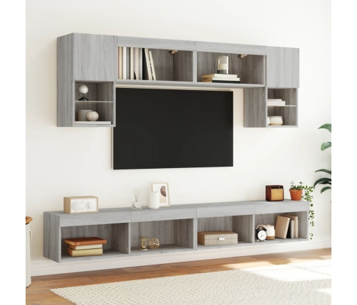 Mueble para TV con luces LED gris Sonoma 100x30x30 cm