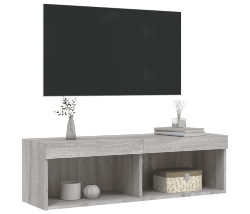 Mueble para TV con luces LED gris Sonoma 100x30x30 cm