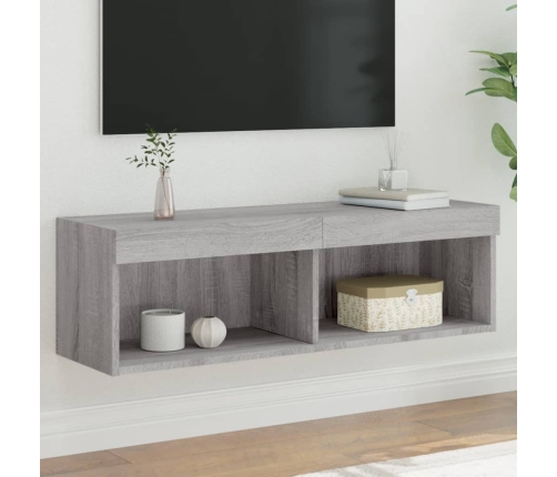 Mueble para TV con luces LED gris Sonoma 100x30x30 cm