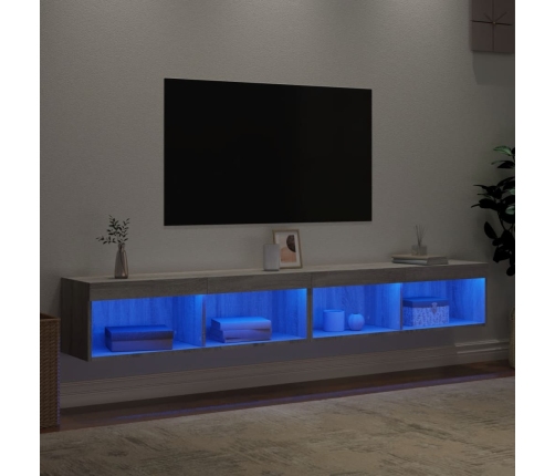 Muebles de TV con luces LED 2 uds gris Sonoma 100x30x30 cm