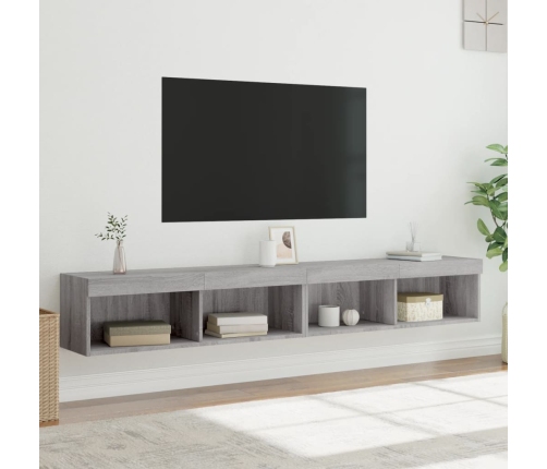 Muebles de TV con luces LED 2 uds gris Sonoma 100x30x30 cm