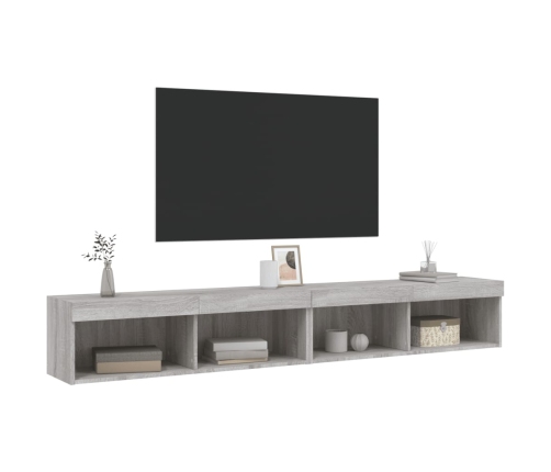 Muebles de TV con luces LED 2 uds gris Sonoma 100x30x30 cm