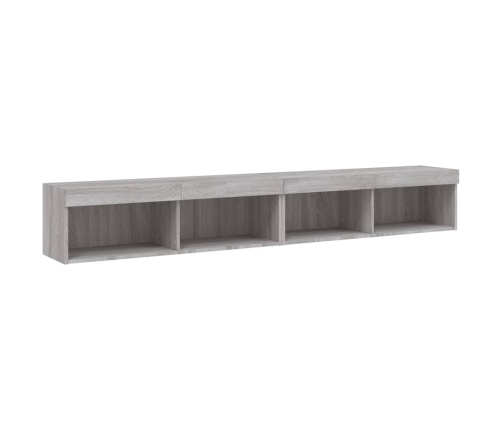 Muebles de TV con luces LED 2 uds gris Sonoma 100x30x30 cm