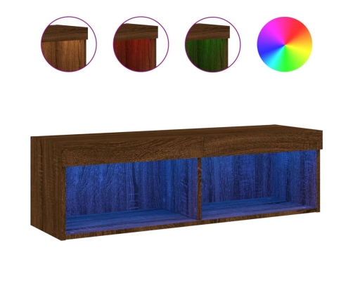 Mueble para TV con luces LED roble marrón 100x30x30 cm