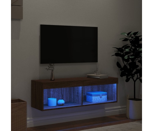 Mueble para TV con luces LED roble marrón 100x30x30 cm