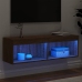 Mueble para TV con luces LED roble marrón 100x30x30 cm