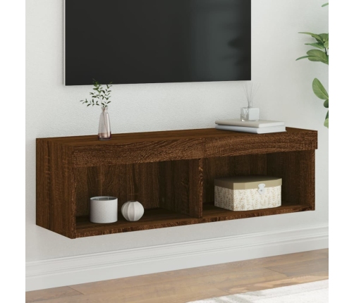 Mueble para TV con luces LED roble marrón 100x30x30 cm