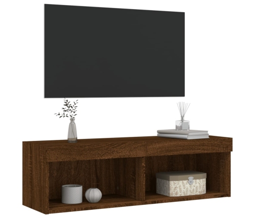 Mueble para TV con luces LED roble marrón 100x30x30 cm