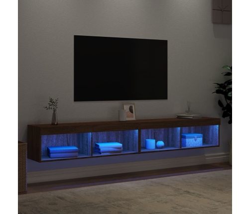 Muebles de TV con luces LED 2 uds marrón roble 100x30x30 cm