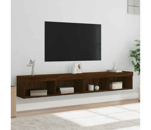 Muebles de TV con luces LED 2 uds marrón roble 100x30x30 cm