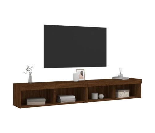 Muebles de TV con luces LED 2 uds marrón roble 100x30x30 cm