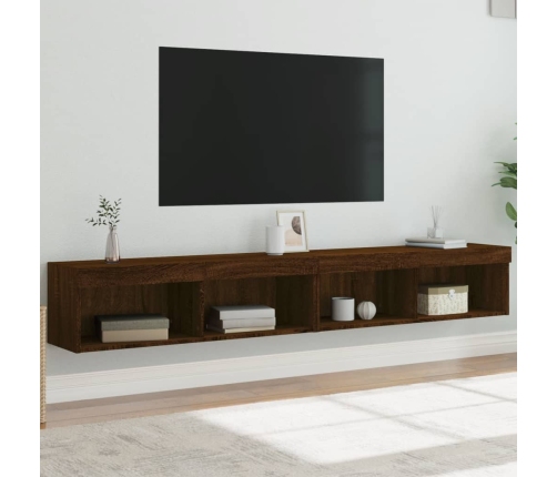 Muebles de TV con luces LED 2 uds marrón roble 100x30x30 cm