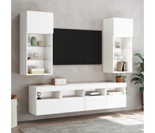 Mueble de TV de pared con luces LED blanco 40x30x40 cm