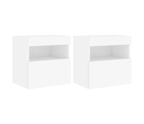 vidaXL Muebles de TV de pared con luces LED 2 uds blanco 40x30x40 cm