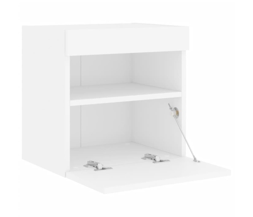 Muebles de TV de pared con luces LED 2 uds blanco 40x30x40 cm