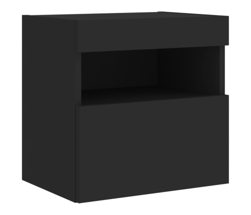 Mueble de TV de pared con luces LED negro 40x30x40 cm