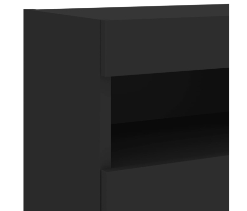 Mueble de TV de pared con luces LED negro 40x30x40 cm