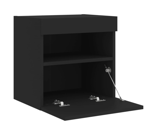 Mueble de TV de pared con luces LED negro 40x30x40 cm