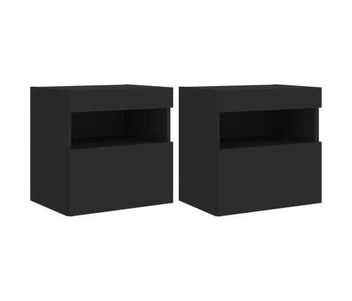 vidaXL Muebles de TV de pared con luces LED 2 uds negro 40x30x40 cm