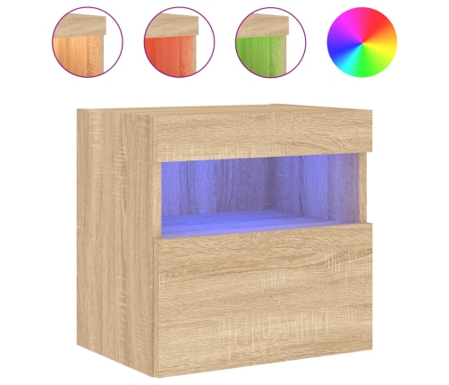 Mueble de TV de pared con luces LED roble Sonoma 40x30x40 cm