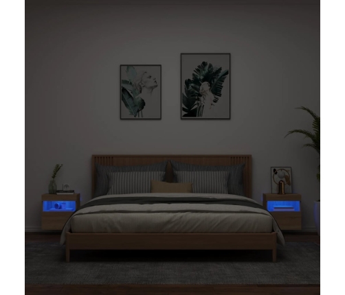 Muebles de TV de pared luces LED 2 uds roble Sonoma 40x30x40 cm