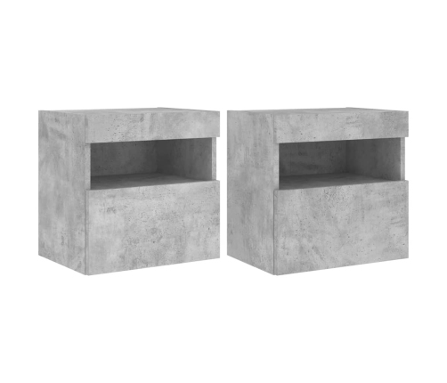 Muebles TV de pared luces LED 2 uds gris hormigón 40x30x40 cm