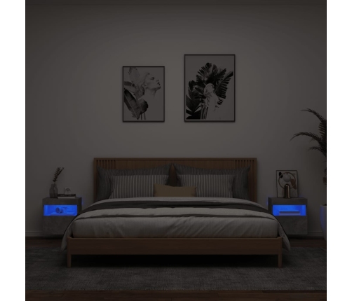 Muebles TV de pared luces LED 2 uds gris hormigón 40x30x40 cm