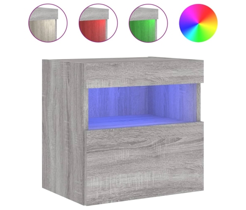 Mueble de TV de pared con luces LED gris Sonoma 40x30x40 cm