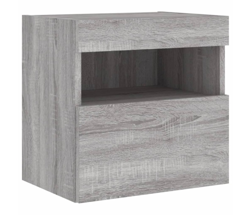 Mueble de TV de pared con luces LED gris Sonoma 40x30x40 cm