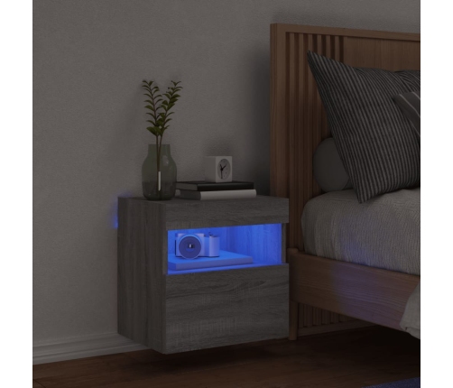 Mueble de TV de pared con luces LED gris Sonoma 40x30x40 cm