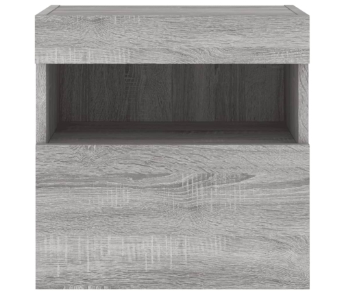 Muebles TV de pared luces LED 2 uds gris Sonoma 40x30x40 cm