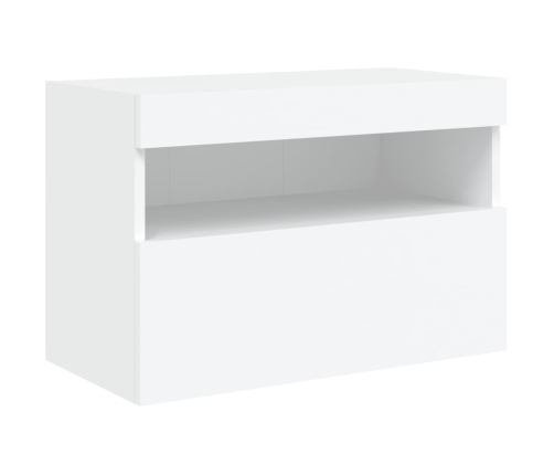 Mueble de TV de pared con luces LED blanco 60x30x40 cm