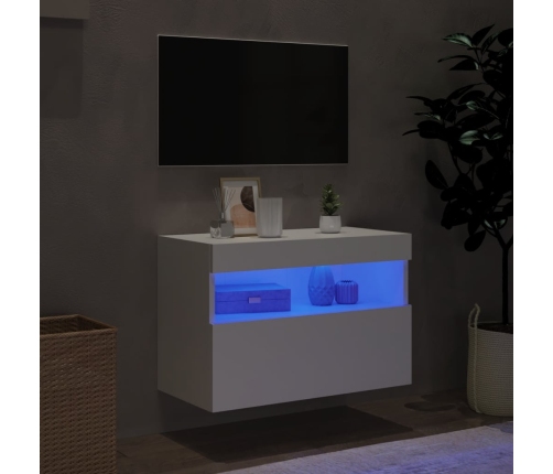 Mueble de TV de pared con luces LED blanco 60x30x40 cm