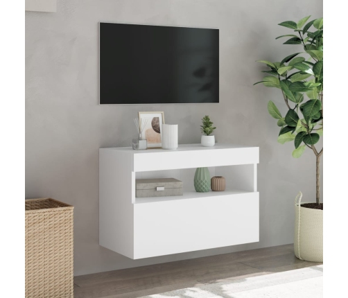 Mueble de TV de pared con luces LED blanco 60x30x40 cm