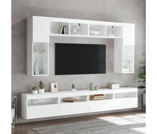 Mueble de TV de pared con luces LED blanco 60x30x40 cm