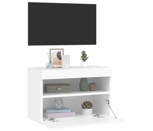 Mueble de TV de pared con luces LED blanco 60x30x40 cm