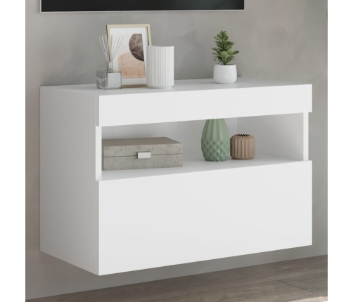 Mueble de TV de pared con luces LED blanco 60x30x40 cm