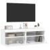 Muebles de TV de pared con luces LED 2 uds blanco 60x30x40 cm