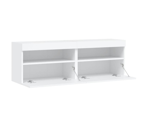 Muebles de TV de pared con luces LED 2 uds blanco 60x30x40 cm