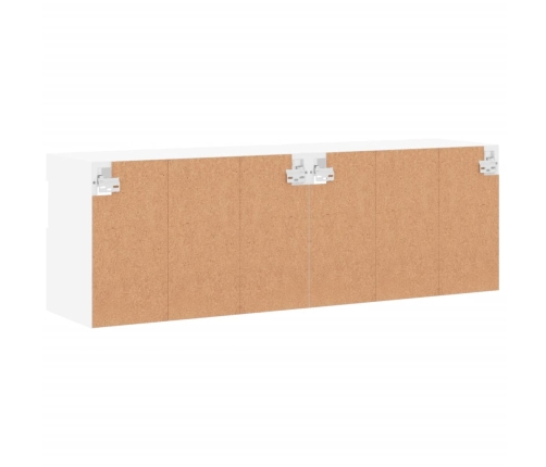 Muebles de TV de pared con luces LED 2 uds blanco 60x30x40 cm