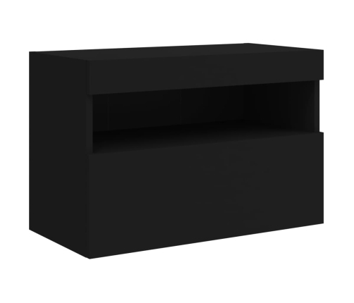 Mueble de TV de pared con luces LED negro 60x30x40 cm